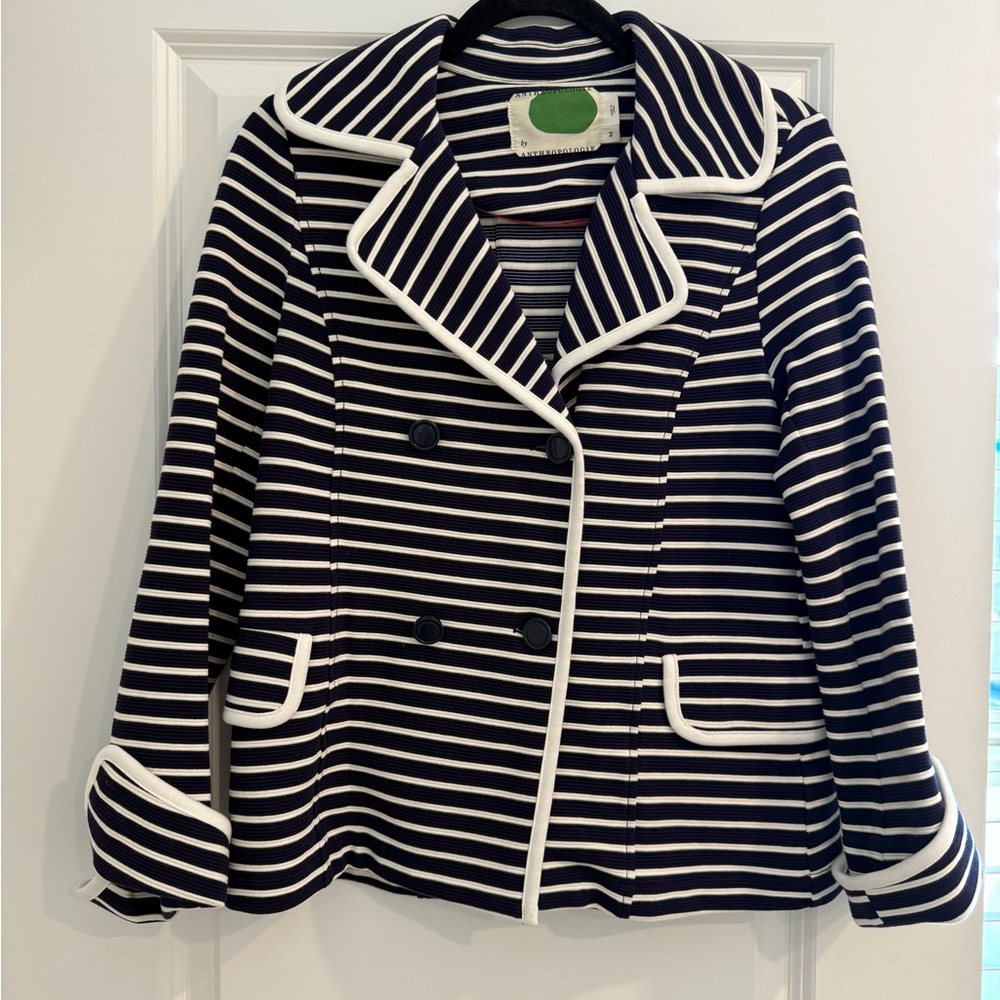 Anthropologie Navy Striped Mariner Women's Jacket